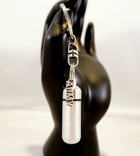 Brushed Silver Cremation Urn w/ARMY Pendant on Swivel Stainless Steel Keychain