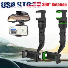 360° Rotation Adjustable Mobile Phone Holder Universal Car Rearview Mirror Mount