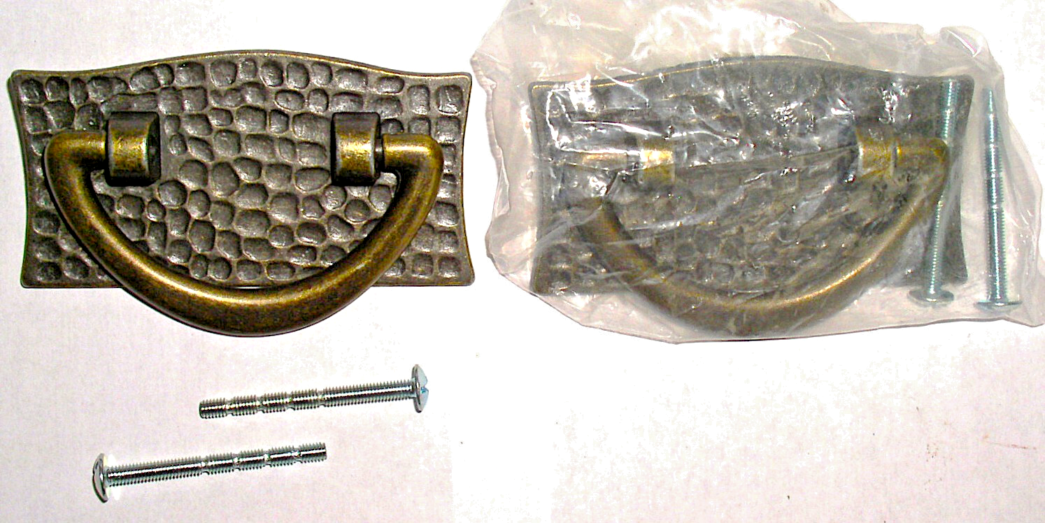 Vintage Mission Style Hammered Bronze Drawer Pulls Set of 4 - 1 3/4