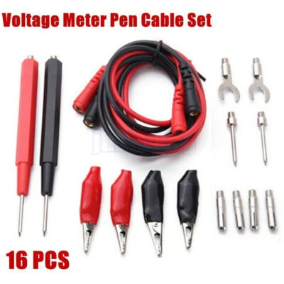 16pcs/set Multimeter Test Lead Probe Volt Meter Crocodile Cable Clip Alligator