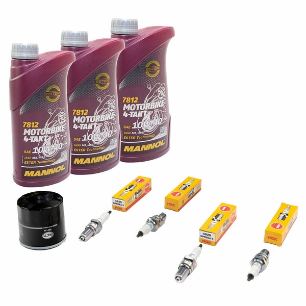 ÖLfilter + ZüNdkerzen 3L ÖL Inspektionspaket FüR Honda CBX 750 F RC17 1984-1986-image