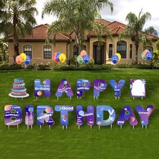Happy Birthday Yard Signs with Stakes - 15 Packs Happy Birthday Lawn Letters Set
