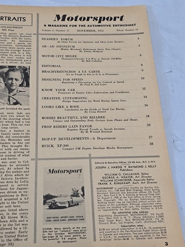 Motorsport Magazine November 1951 Creative Customizing Buick Xp-300 Vintage Cars - Picture 6 of 12