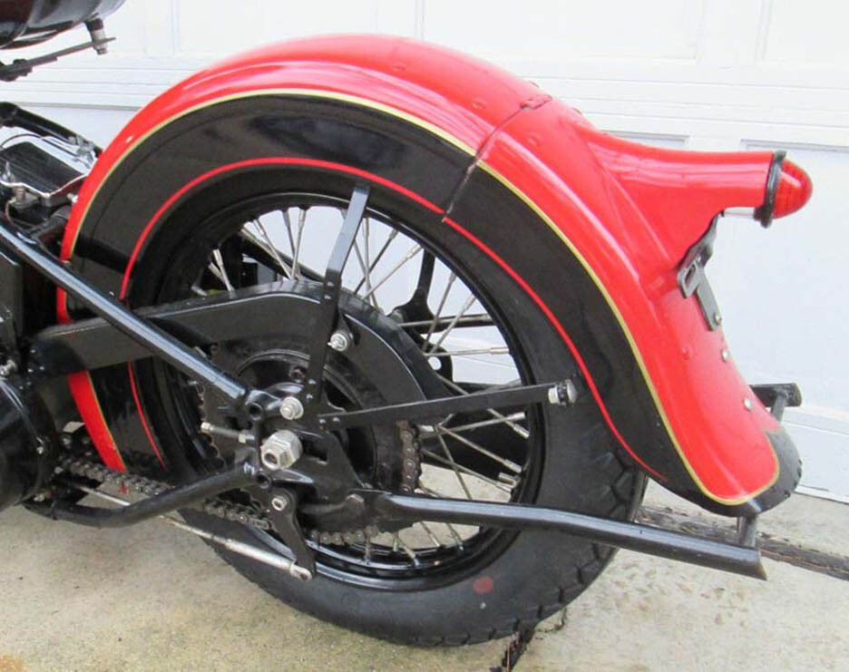 1936-1939年 OEMフロントフェンダーナックルヘッドULナローブレース 3 Piece Skirt REAR FENDER for 1936 - 1938 Harley Knucklehead & UL