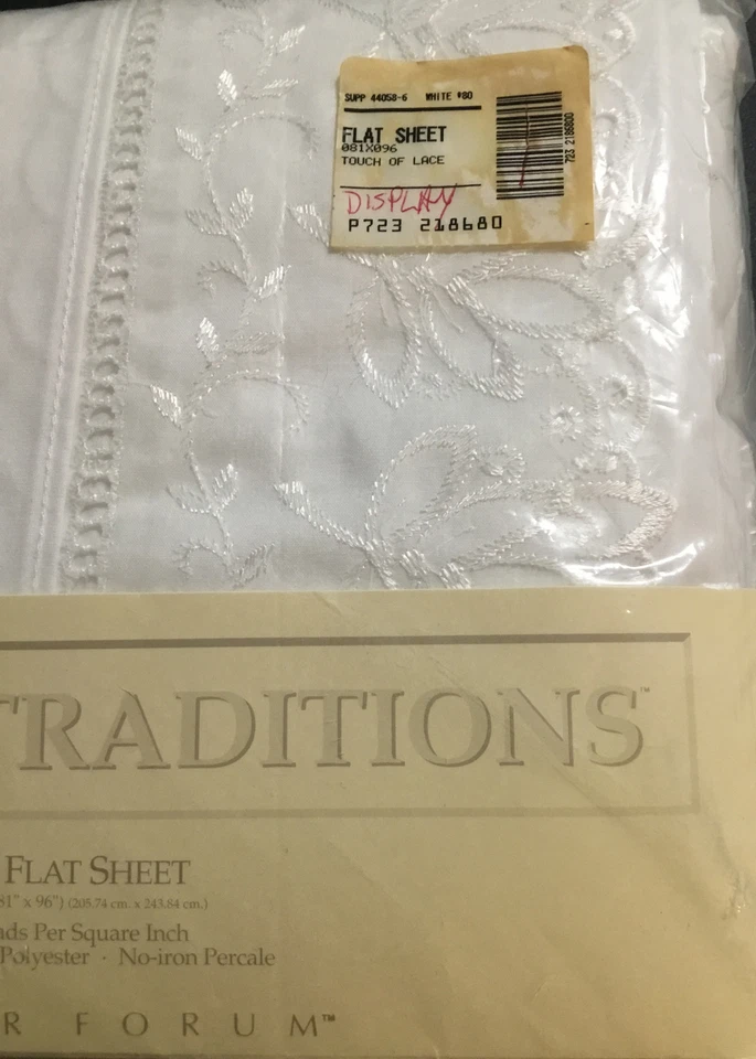 DE COLECCIÓN JCPenney Classic Traditions TOQUE DE ENCAJE SÁBANA PLANA COMPLETA NIP 81 X 96 Foto 4 de 4