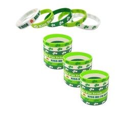 St Patricks Day Rubber Bracelets Accessories,Shamrock Silicone Wristband 70PCS