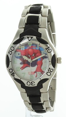 Disney MARVEL Amazing Spiderman watch black rubber band, silver tone case SPM062