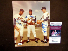 TOMMIE AGEE CLEON JONES RON SWOBODA 1969 WSC METS OF'ER'S SIGNED AUTO 8X10 JSA 2
