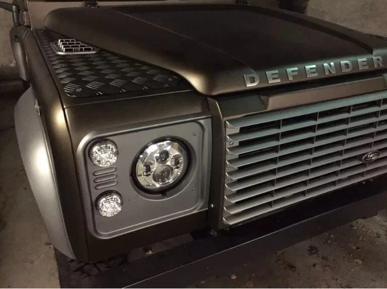 7" Inch LED HEADLIGHT PAIR Land Rover Defender DOT SAE E Approved CHROME 734C - Image 3 of 4