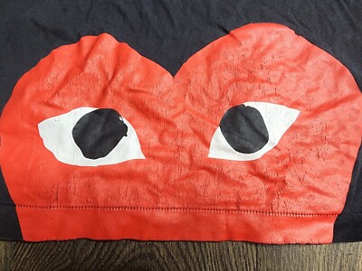 Comme Des Garcons Play Big Logo Black T Shirt Size M Runs Small | eBay