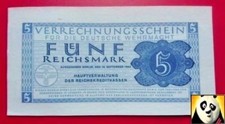 1944 GERMANY 5 Five Reichmark Marks Deutsche Wehrmacht WWII WW2 Banknote Note