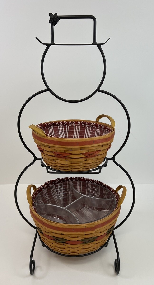 ロンガバーガー バスケット スノーマンスタンド&バスケット Longaberger Large Snowman Wrought Iron Stand W/ Two Baskets | eBay