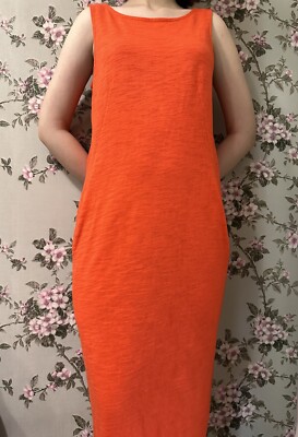 lydia jersey shift dress TOAST Women’s Lydia Jersey Shift Dress Orange 100% Cotton Long Tank Sz 10