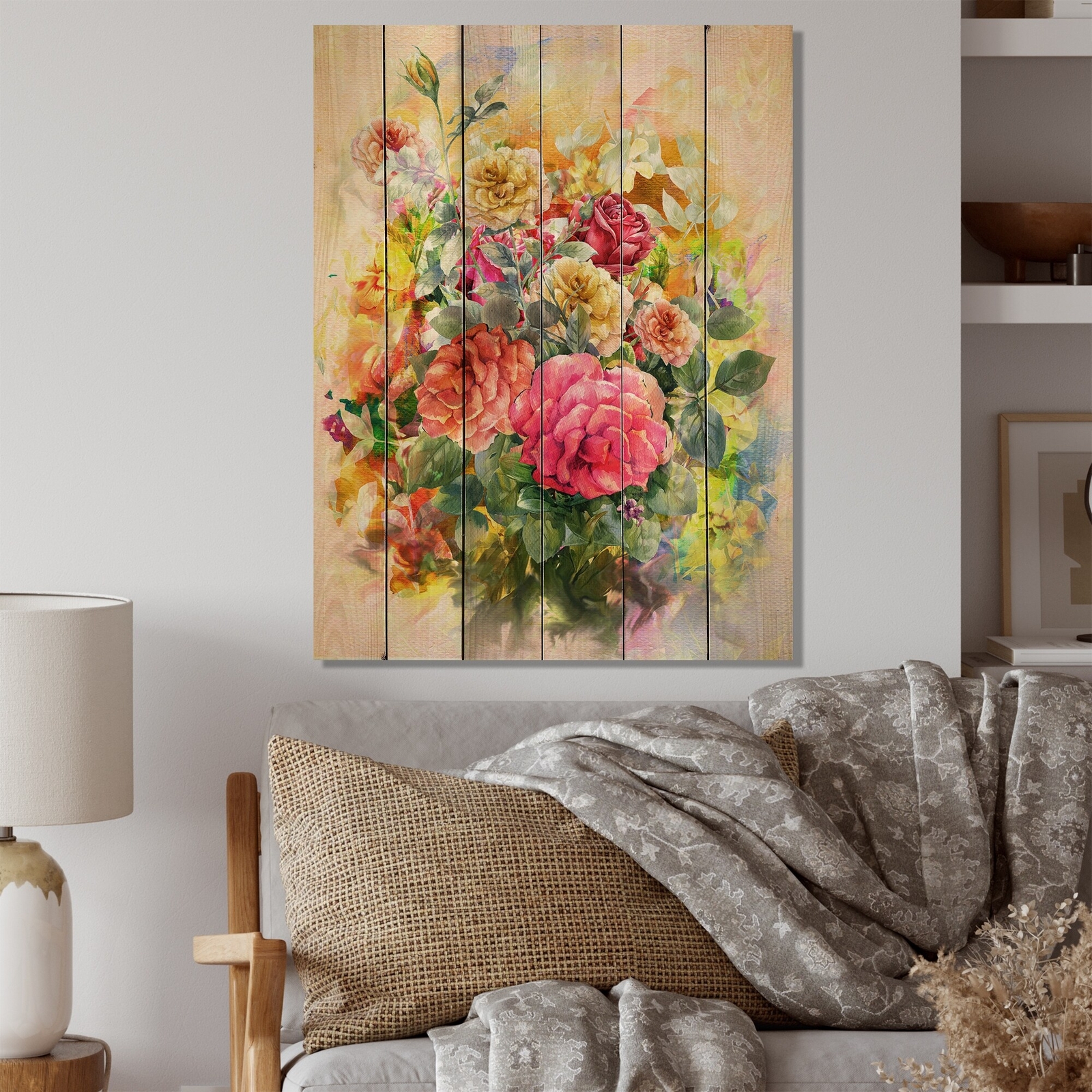 Designart 'Vintage Spring Garden Flowers XII' Traditional Wood Wall Art Panels