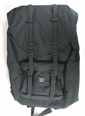 HERSCHEL LITTLE AMERICA BLACK BLACK MESH RUBBER ASPECT BACKPACK
