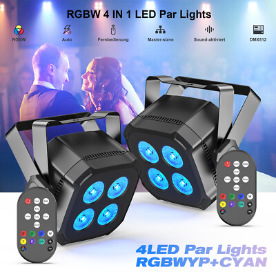 2x 80W 4 LED Par Can Licht RGBWYP+CYAN DMX Bühnenlicht Disco Party Fernbedienung