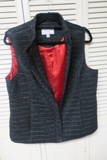 Madison Hill New York Quilted Vest Jacket Size Xl Black Red Satin Lining Pockets