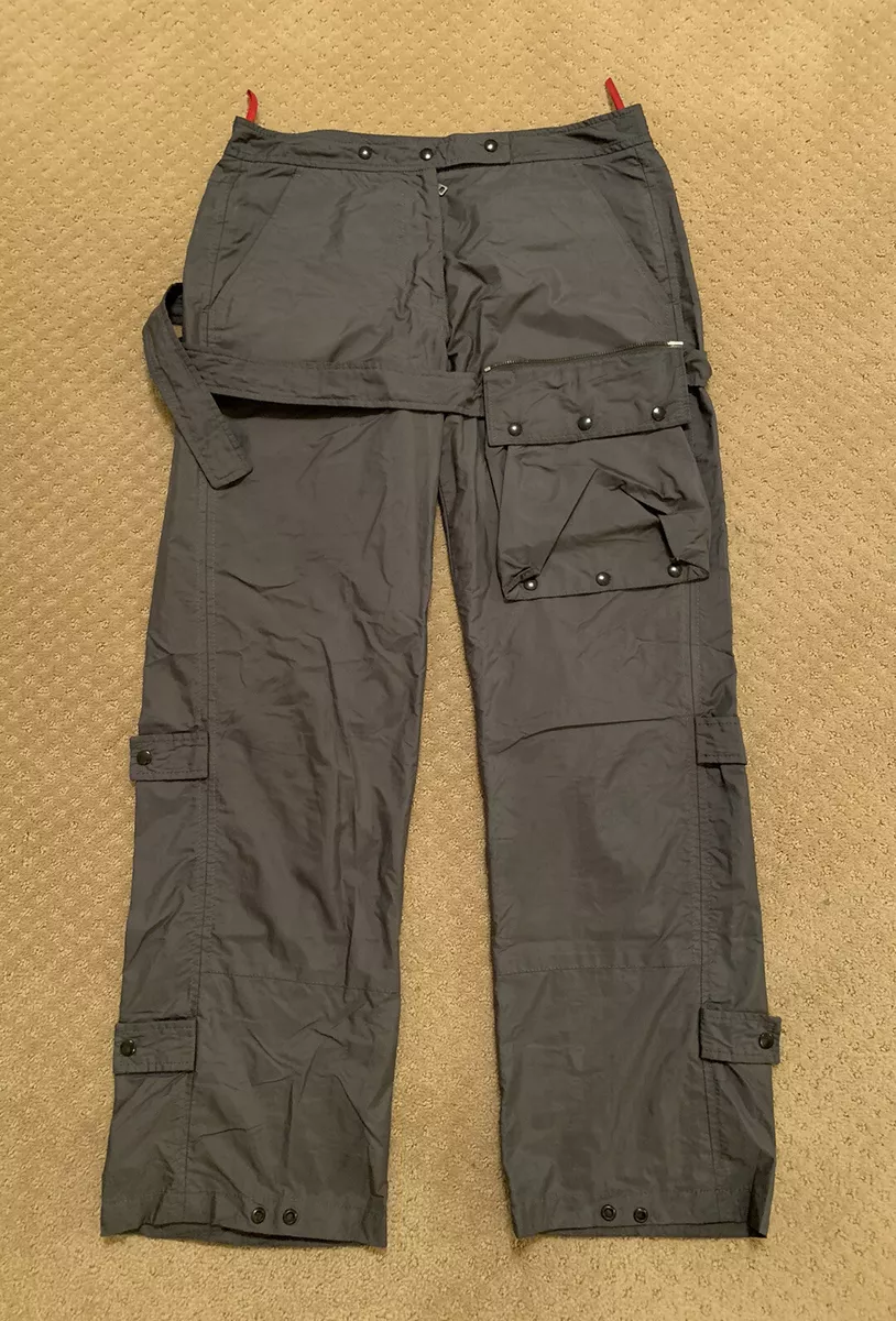 Prada Sport Nylon Bondage Strap Belted Cargo Pants Archive Vintage Grey 42