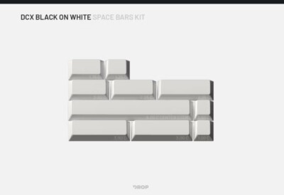 DROP DCX BLACK-ON-WHITE KEYCAP SET- Space Bars Kit- NEW