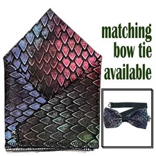 Dragon Scale Pocket Square Bow Tie Wedding Prom Year Party Formal Christmas
