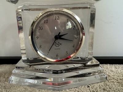 Classic Lenox Ovations Crystal Monument Clock 6.5 x 6  Stunning Works Great Mint