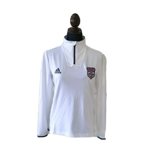 adidas climalite womens white 1/4 zip pullover allstate soccer active top small