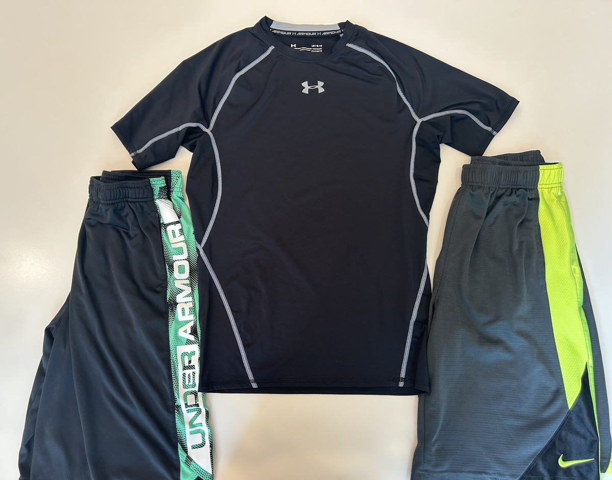 Boys Under Armour Nike Shorts Shirt Lot Youth L Large Athletic Fast  Ship!