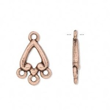2 Antiqued Copper Teardrop Earring Connectors / 14x22mm