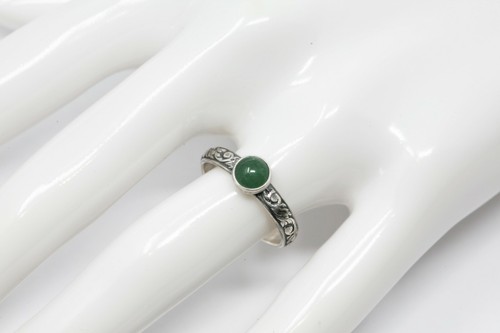 6mm Aventurine Ring Vine Pattern 925 Sterling Silver - Picture 2 of 7