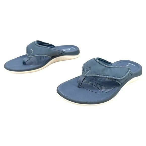 CLARKS Women’s 9 Blue Cloudsteppers Flip Flops