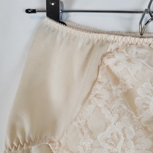 Vintage Olga Slip Höschen Large Second Skin Spitze Overlay beige hoher Bund 40010 - Bild 2 von 11