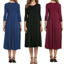 Womens Long Sleeve Lapel Shirt Dress Casual Solid Button-down Maxi Dress Autumn