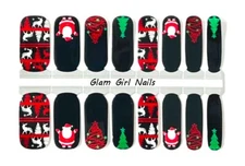 Santa Clause Christmas Nail Polish Strips / Nail Wraps / Nail Stickers