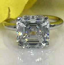 2Ct Asscher Lab Created Diamond Valentine's Day Gift Ring 14K White Gold Finish