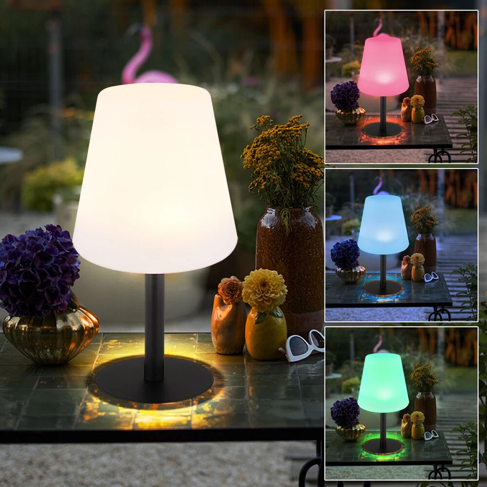 Solarleuchte Außenlampe Tischleuchte RGB LED Farbwechsel weiß schwarz Metall - Bild 4 von 4