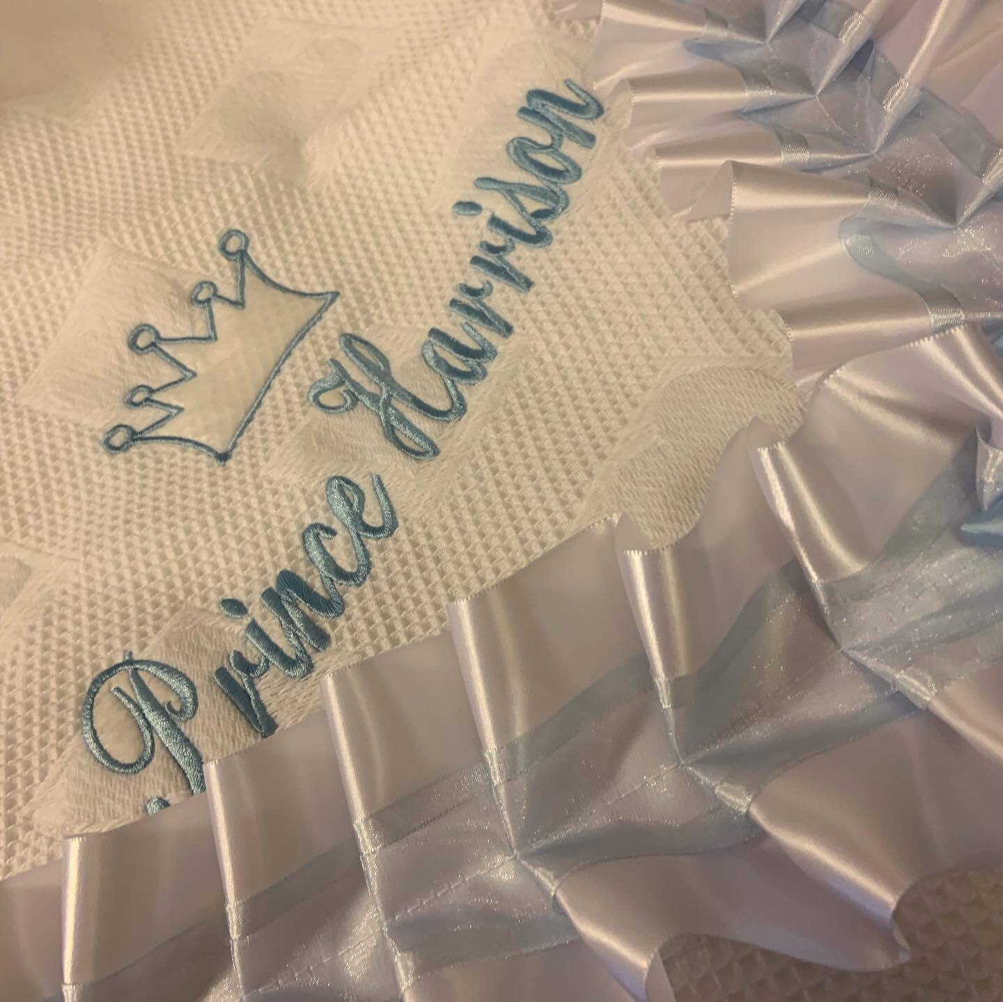 Personalised Name Baby Feet Shawl / Blanket Embroidered Gift / Baby