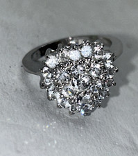 New Sterling Silver Crystal ring, 925 Cocktail Ring Size 7