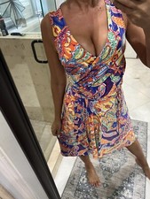 RALPH LAUREN Bright Floral Jersey Moc Fit Flare  Sleeveless Dress S 4