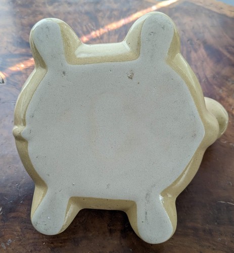 Turtle Modernist Ceramic Pottery Yellow Teapot Rattan Handle 7" Long x6.25" Wide - 第 8/12 張圖片