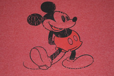 Vintage Mickey Mouse T-Shirt Size L 80s 90s Raspberry Red Ringer Mickey