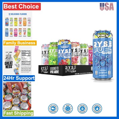 Natural Caffeine Energy Drink | RYSE Fuel Low-Cal 12-Pack Variety, Vegan