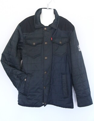 LEVI'S Quilted Front Zip Snap Up Jacket Western Styled Flap Pocket Boy's M 10-12