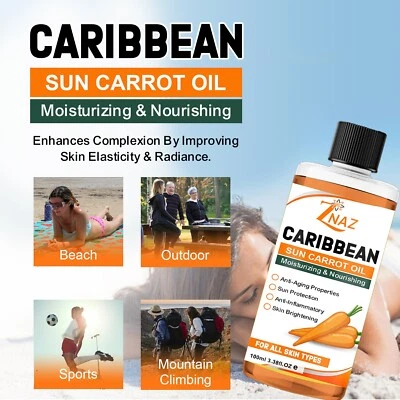 ZNAZ Caribbean Sun Carrot & Vitamin E Oil For Deep Fab Tan &Healthy Skin Moisturising