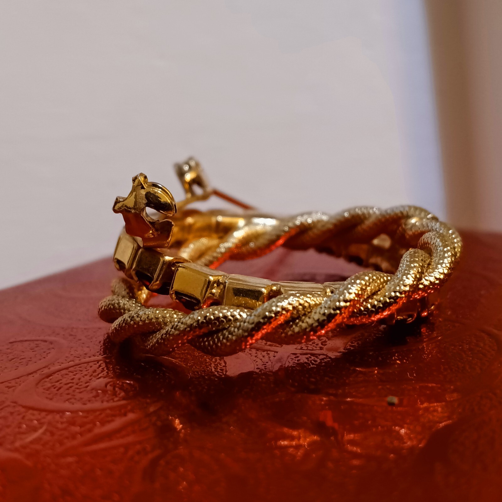 MCM Ruby Red Rhinestone Eternity Double Circle Br… - image 5