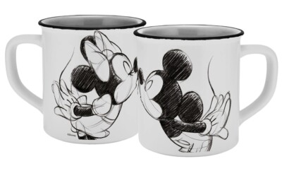 Tasse Mickey Kiss Sketch, Emaille Optik Geda Labels Kaffeetasse Minnie Mouse