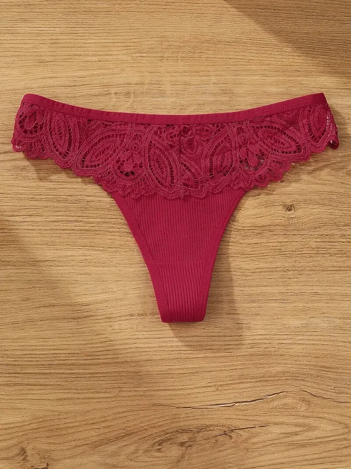 4er-Set Damen-Tangas, mehrfarbig mit Spitzenbesatz, Gr. S, M, L, XL, Neu - Bild 4 von 4