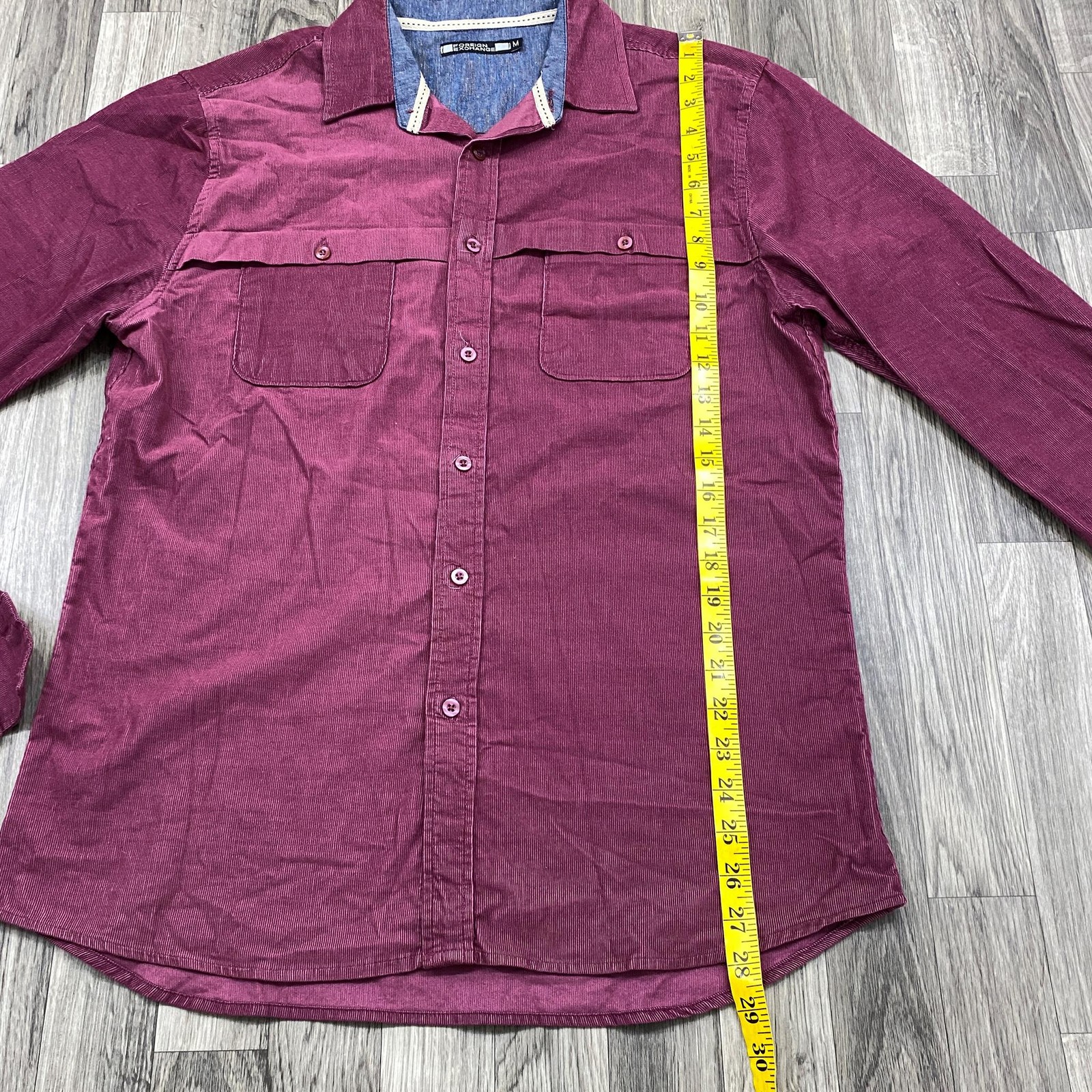 FOREIGN EXCHANGE Button Down Pockets Burgundy Cor… - image 7