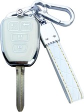 Key Fob Cover Case Compatible with Toyota Highlander Camry RAV4 Corolla White