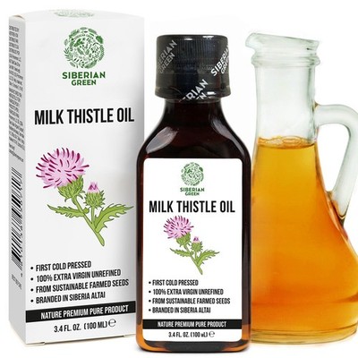Siberian Milk Thistle Seed Oil Extra Virgin Cold Pressed 3.4oz Premium Quality