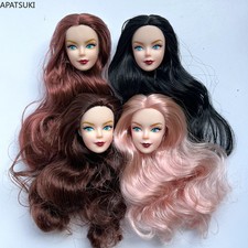 Replacement Blue Eye Wavy Hair Fashion Doll Head for 11.5" Doll Heads 1/6 Toys